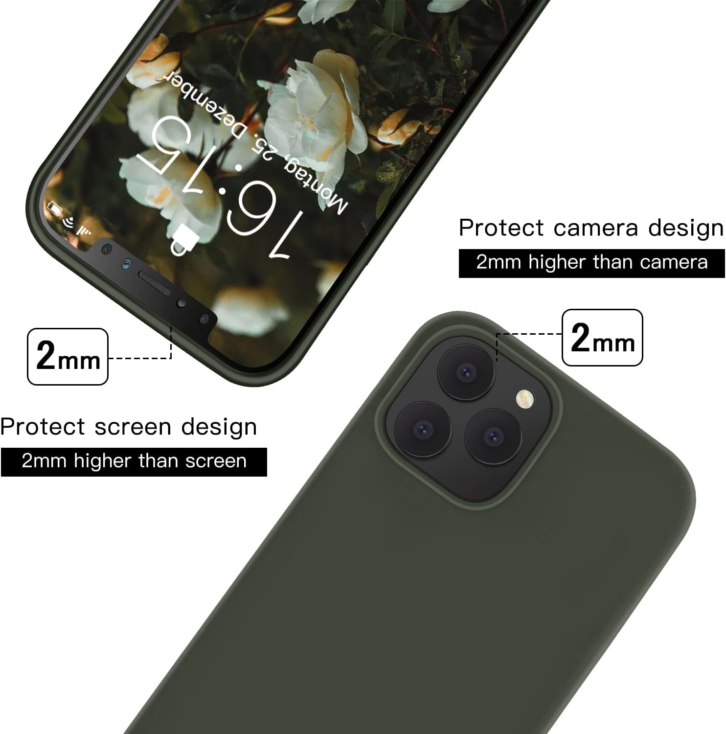 JASBON Case for iPhone 12/iPhone 12 Pro,Silicone Shockproof Phone Case with Precise Cutouts Gel Rubber Drop Protection 6.1 inch Cover for iPhone 12/iPhone 12 Pro 2020-Brown Green