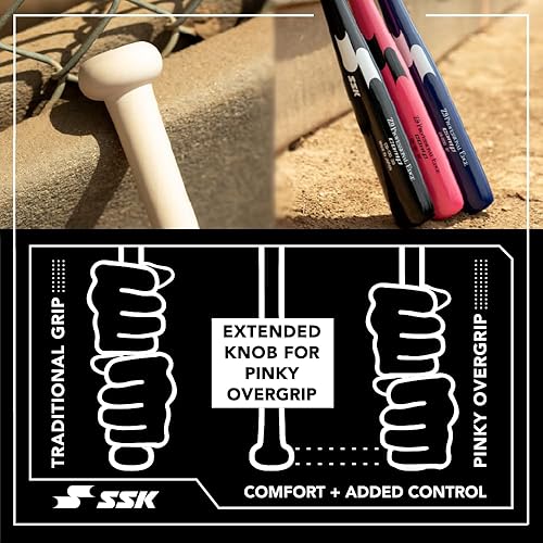 Miniatura 3 de SSK Z9 Professional Edge Comp Coaches - Bate de madera Fungo de 33 pulgadas, 35 pulgadas, 37 pulgadas, béisbol y sóftbol, más de 22 colores,