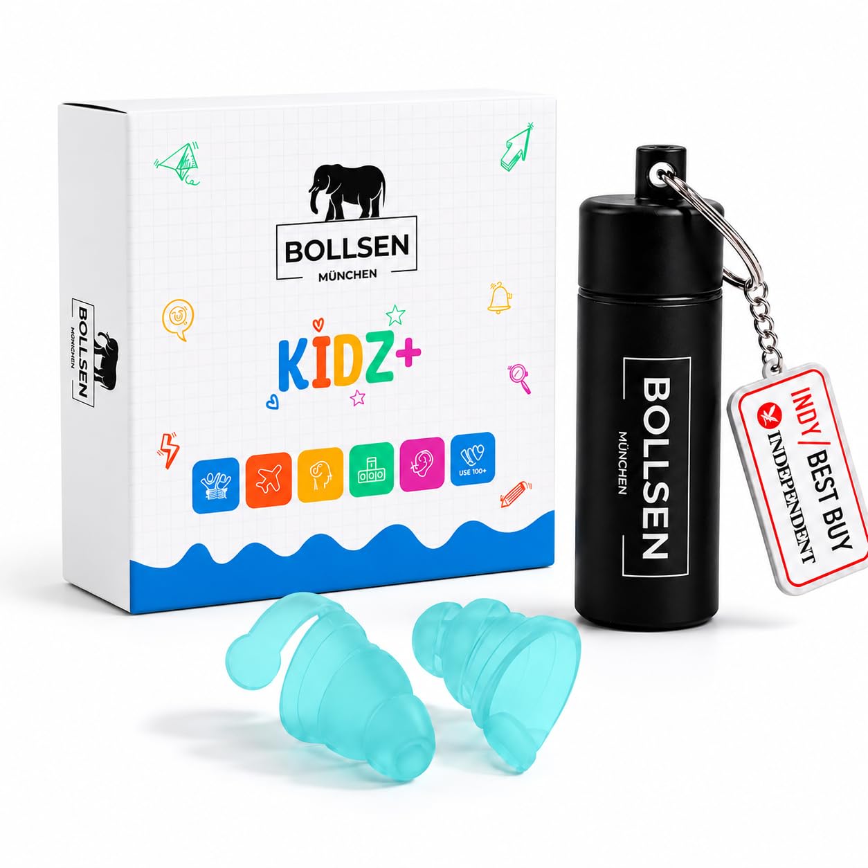 BOLLSEN Tapones para los oídos para niños – Reducción de ruido de 24 dB SNR y tapones impermeables para nadar, dormir, viajar y usar en la escuela – Tapones reutilizables y cómodos para niños. (3)