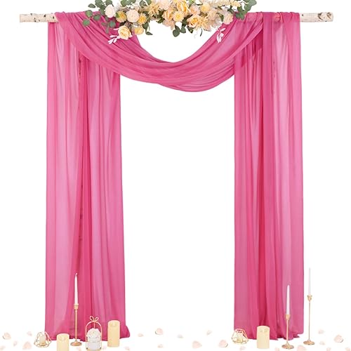 Miniatura 72 de Socomi Wedding Arch Draping Fabric 29" x 20Ft 2 Panels Burgundy Sheer Outdoor Curtain Drapes Extra Long for Bridal Baby Shower Ceremony Birthday