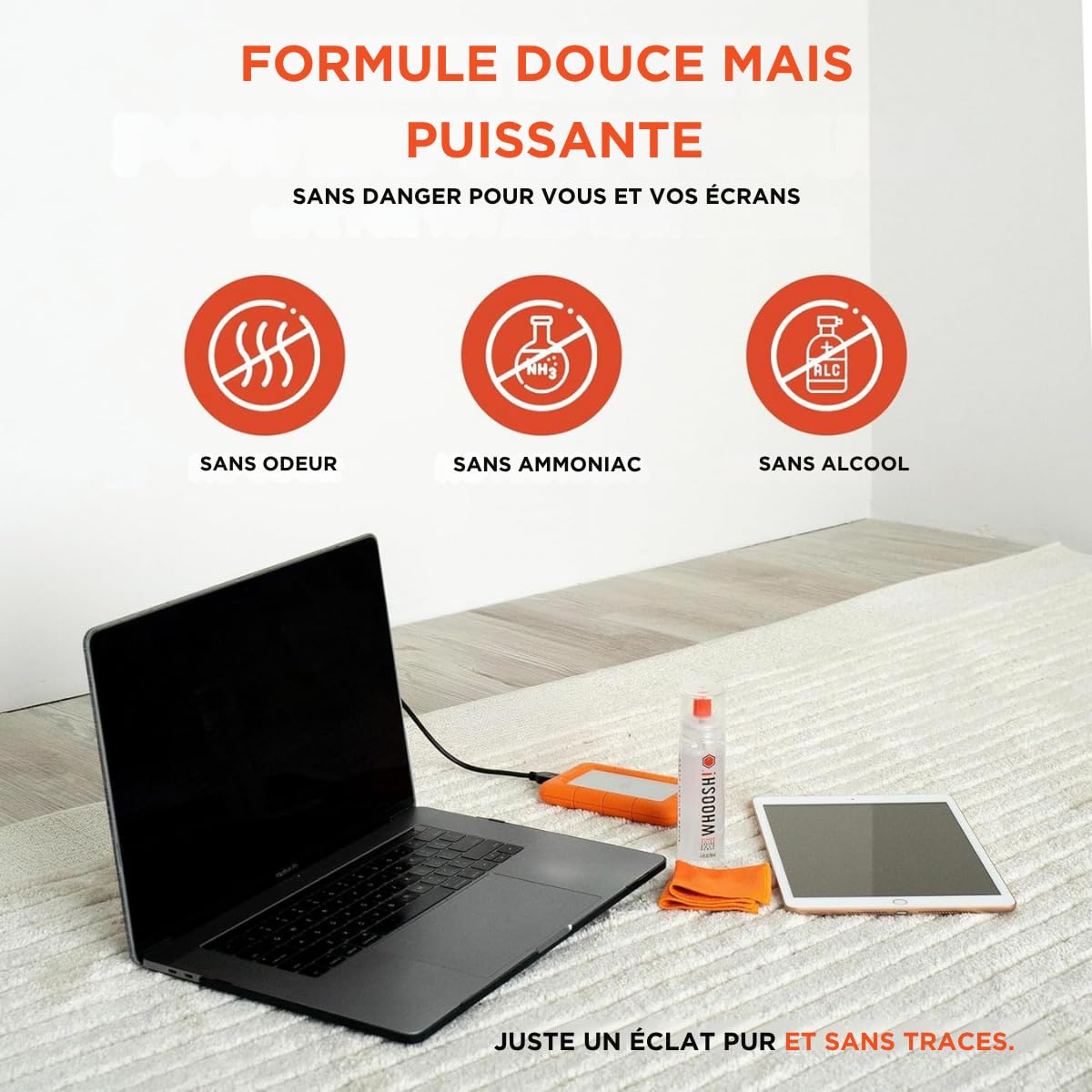 WHOOSH! Spray nettoyant écran et lingettes, Lot de 2, 100 et 8 ml