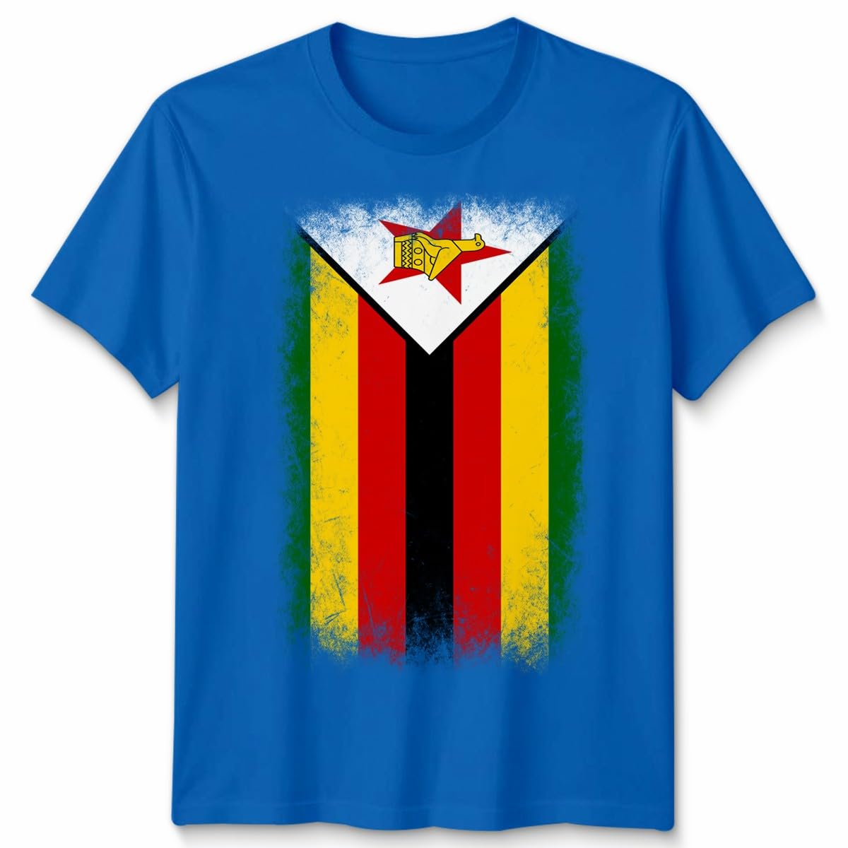 D&T Zimbabwe Faded Flag Unisex T Shirt Zimbabwean Football Jersey Gift Unisex 2XL Royal