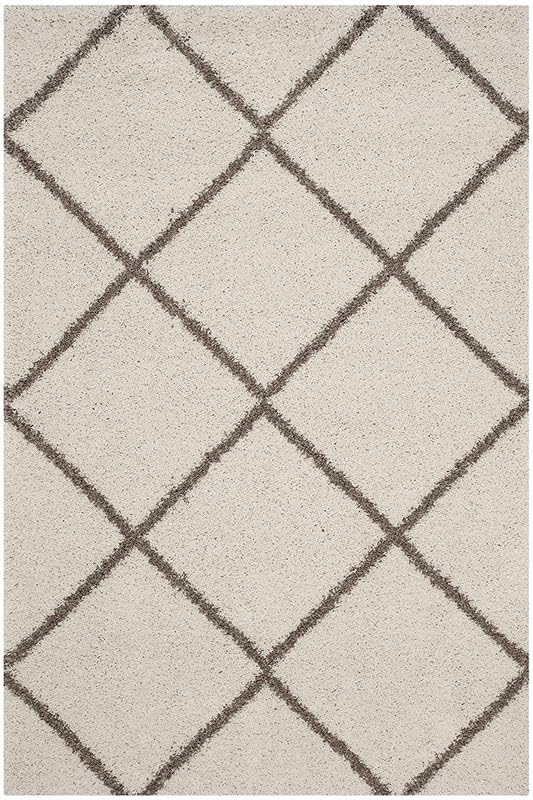 Image of Shaggy Area Rug for Living Room and Bedroom 9X12 FT Soft Plush Floor Carpet with Fluffy Texture, Modern Decorative Rug,Bedside and Indoor Spaces,Ivory-Beige-Trellis