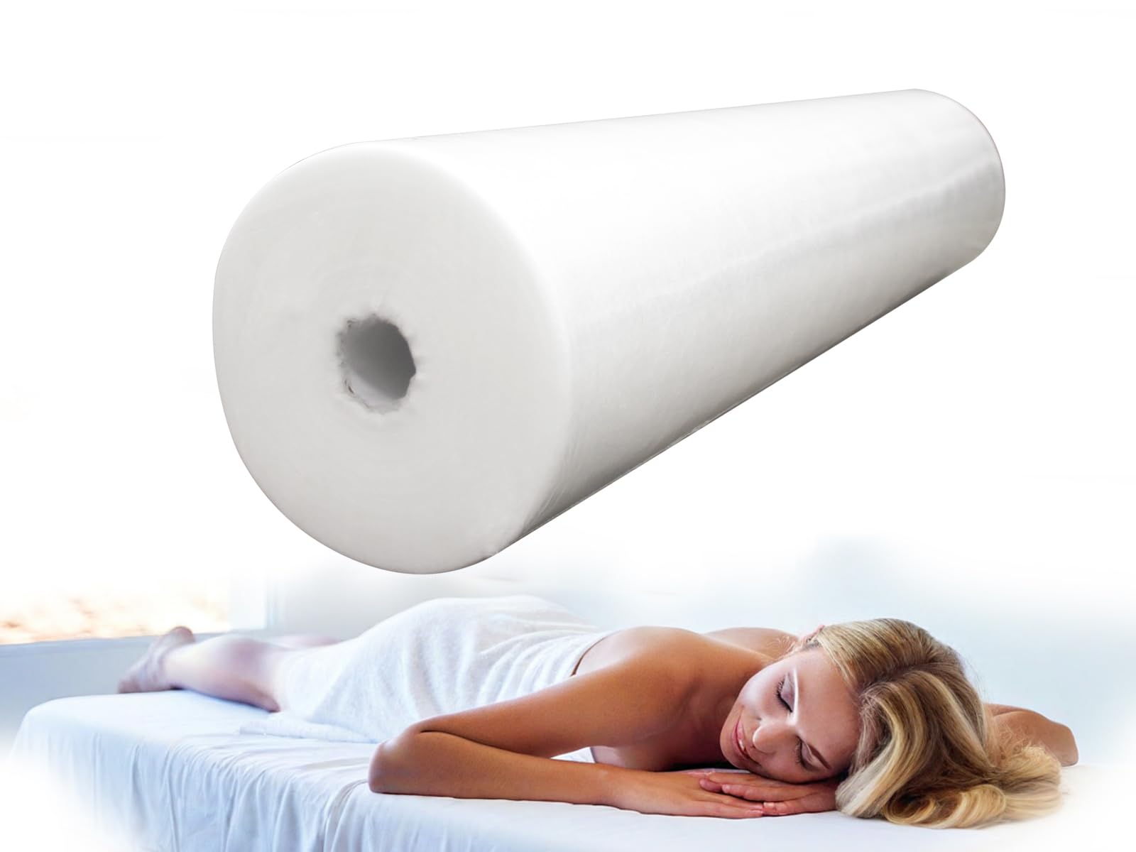 WELLCORE - Sábanas Desechables en Rollo | Precorte de 192 x 80 cm | Papel de Camilla Eco 31g/m2 | 59m de Largo | 80 cm de Ancho | Gramaje 18g, Blanco