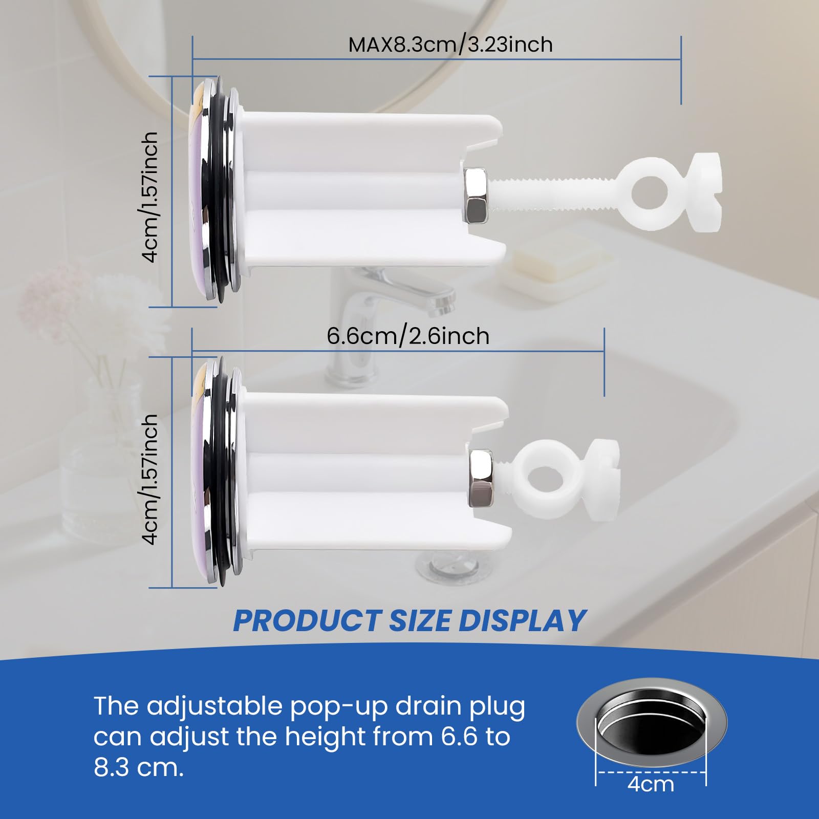 Set di 2 tappi per lavello da 40 mm, universali, con guarnizione, per