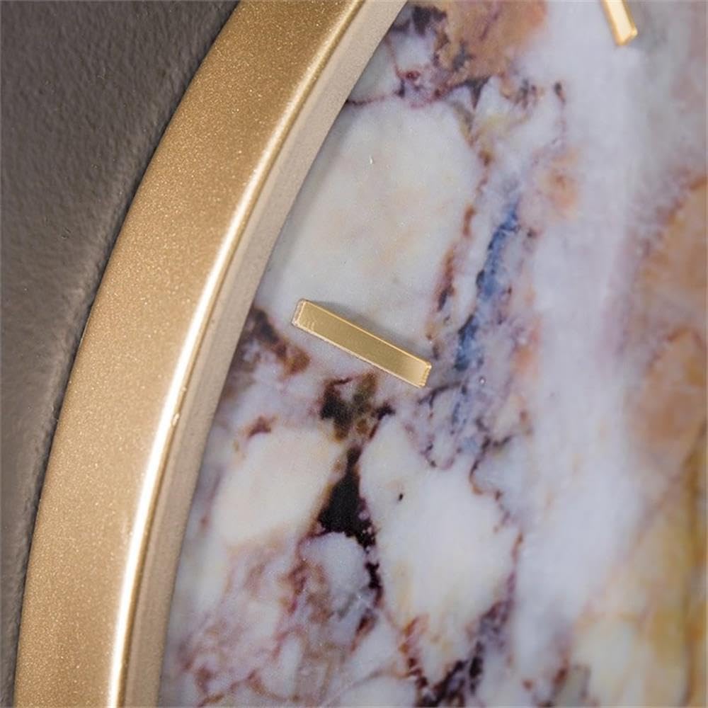 BOWERY HILL Modern Round Wall Clock, 23.5 in, Engineered Wood and Gold Metal Frame, Multicolor Finish, Oversized Design, Artistic Style, Decorative Clock for Living Room or Office