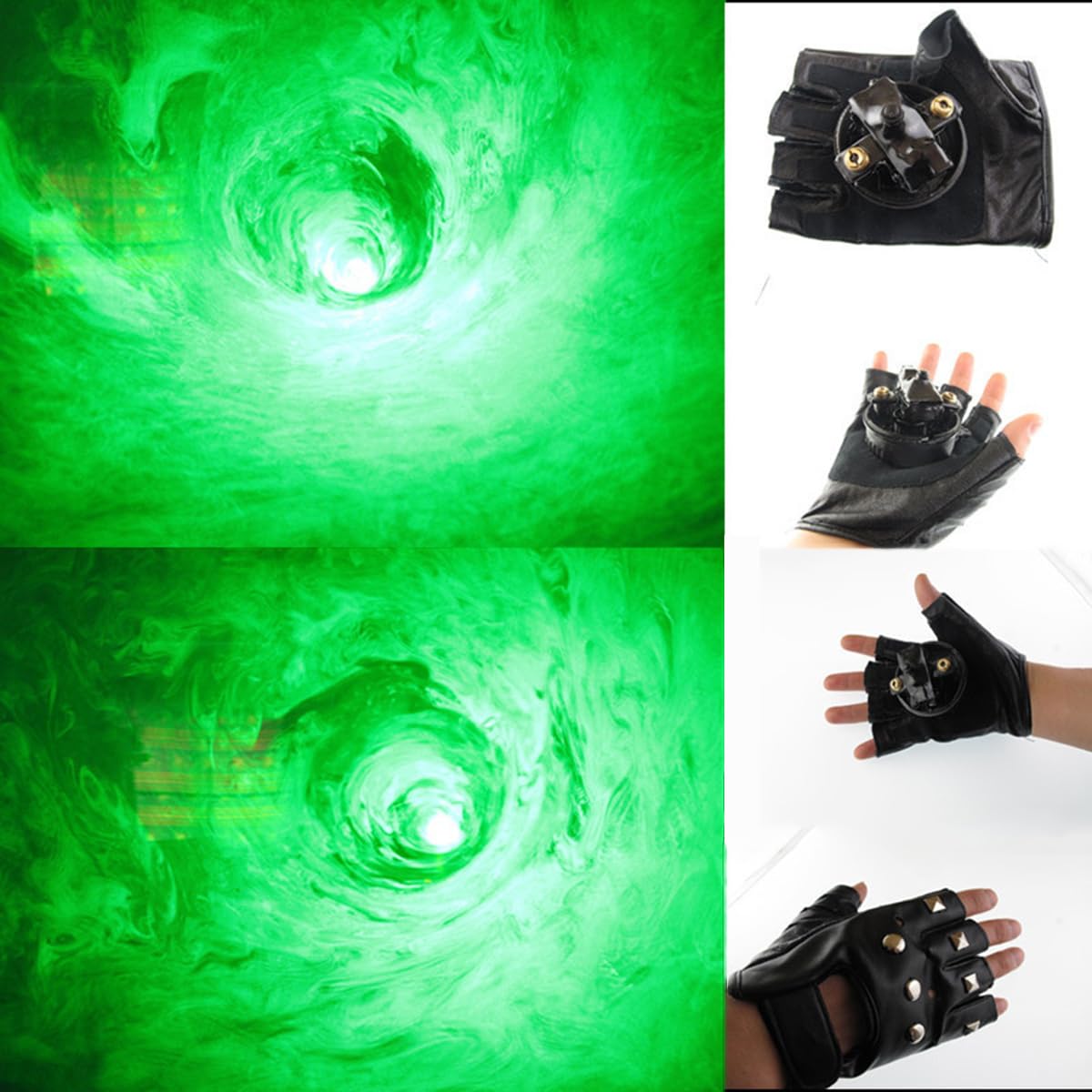 Set di Guanti Luminosi con Rotazione a LED, Guanti Rave Lampeggianti a Doppia Apertura, faretto per Le Dita, Giocattoli Fantastici per Costumi Luminosi, per Atmosfera scenica- Green