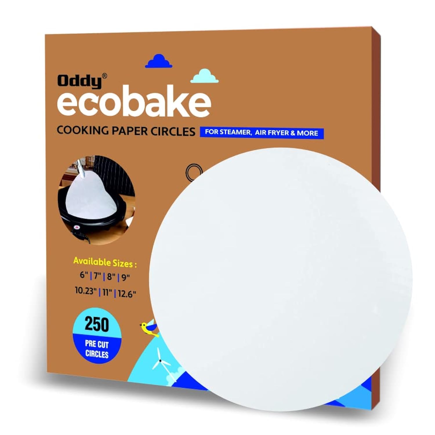 Oddy Ecobake Baking Paper Circles | 250 Pre-Cut Rounds, 10.23 inch Circle | Ideal for Baking Cakes, Pastries & Cheesecakes | Best Suitable for Airfryer, Microwave, Oven & Steamer