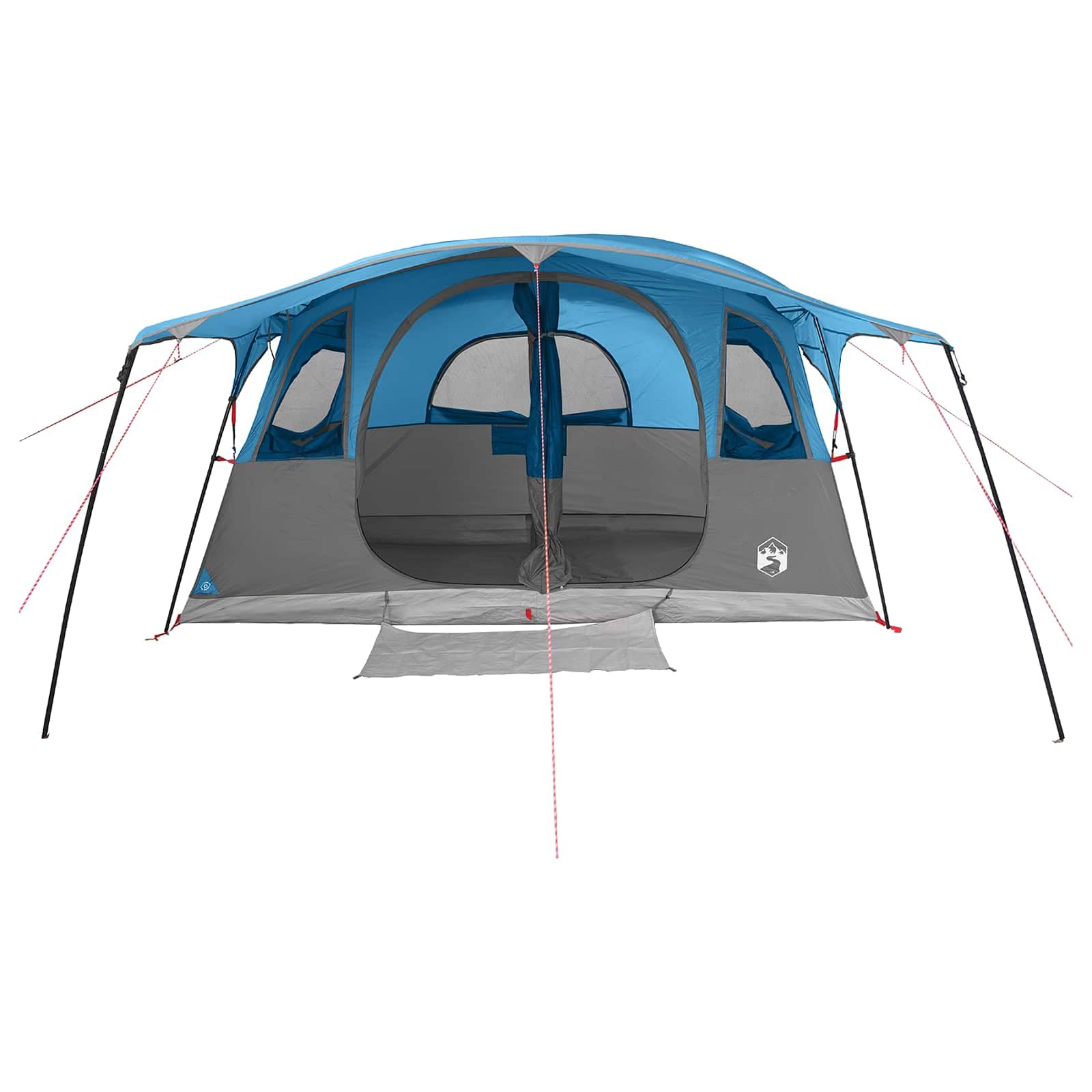 Tenda da campeggio per 10 persone, verde, poliestere e acciaio
