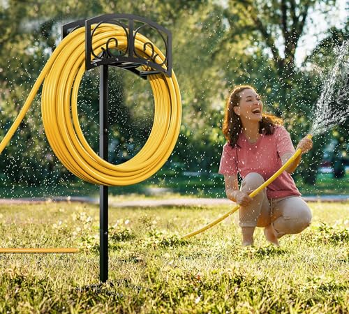 Fire Beauty Garden Hose Holder,Freestanding Water Hose Holder,In ground Hose Rack Organizer for...
