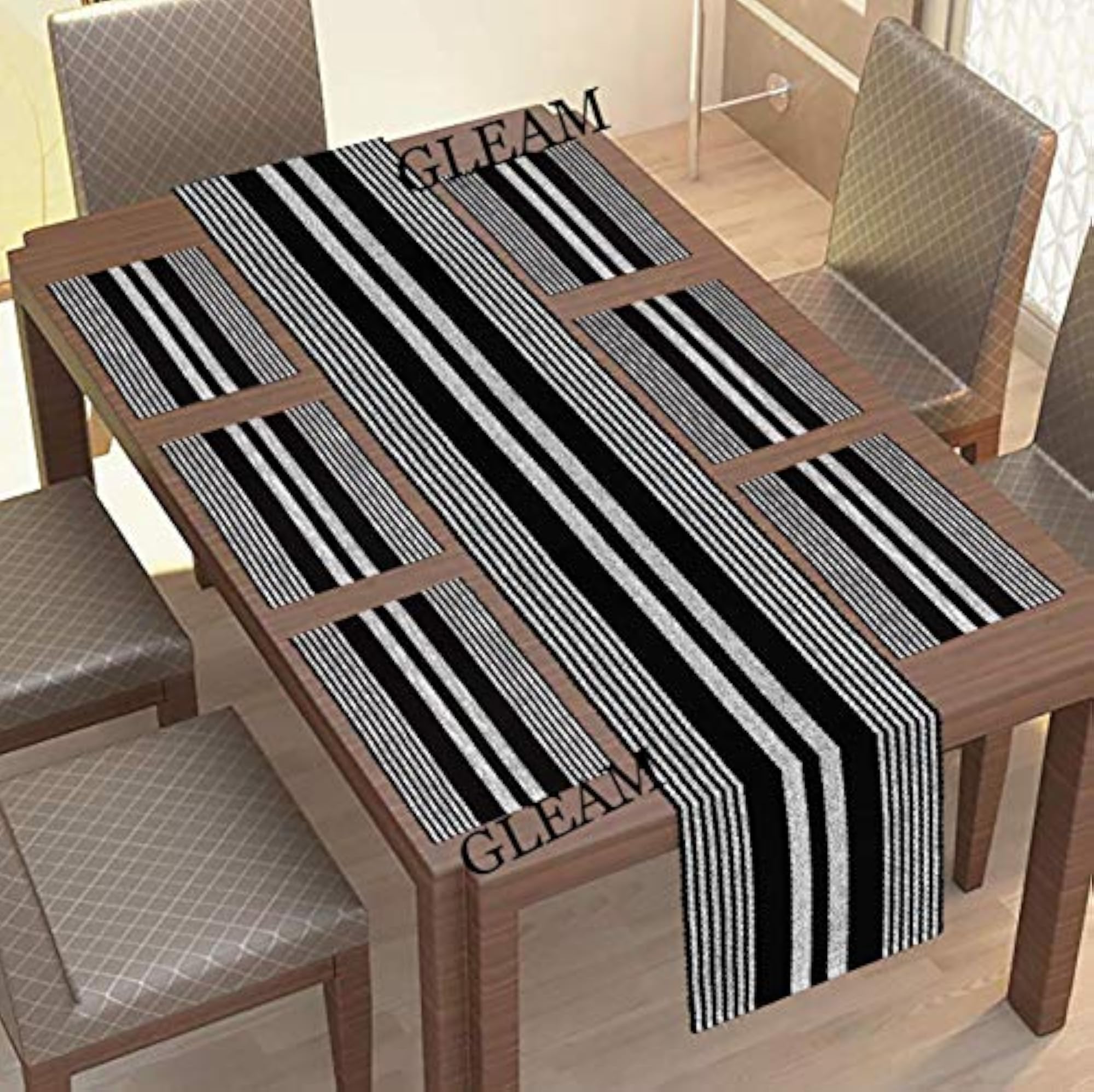Dining Table Mats 6 Piece with 1 Runner, Machine Washable