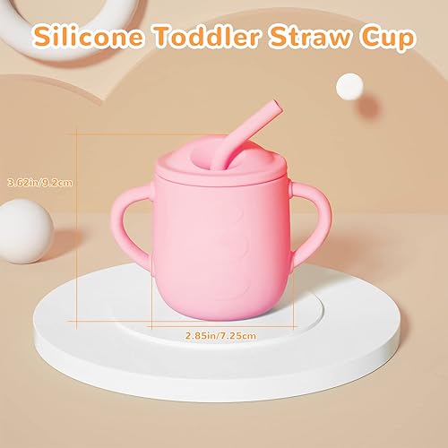 Miniatura 5 de TopEsct Vaso de silicona con tapa con popote para niños pequeños, 100% silicona, desarrollo de bebé, vasos para el destete para niños pequeños,