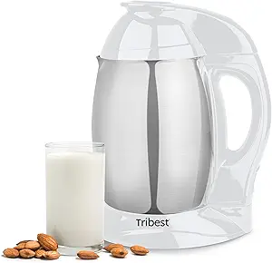 Tribest Soyabella SB-130 Deluxe Automatic Nut Milk Maker & Soy Milk Maker Machine, White/Stainless Steel