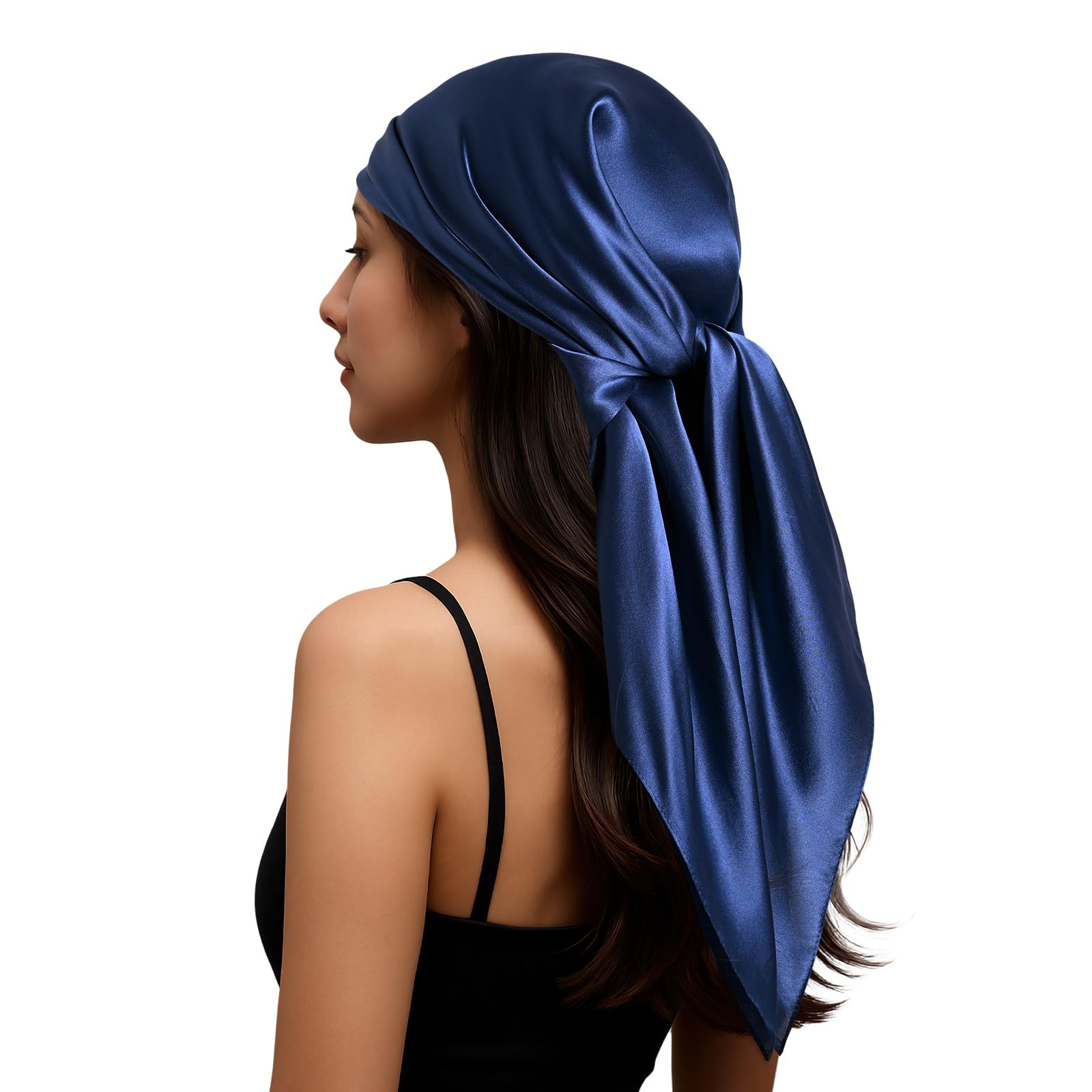 Mulberry Silk Head Scarf 35"x35" - Solid Color 6A Grade Anti-Frizz Sleeping Hair Wrap, Growth Bandana, Gift Ready