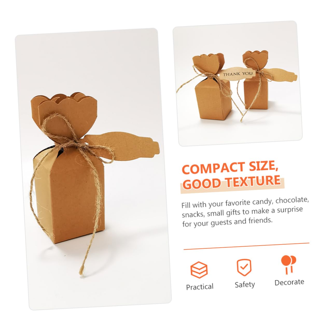 Anneome 50sets Scatole Kraft Per Matrimoni e Confezione Per Compleanni e Celebrazioni Design Te Ropes e Cartoncini