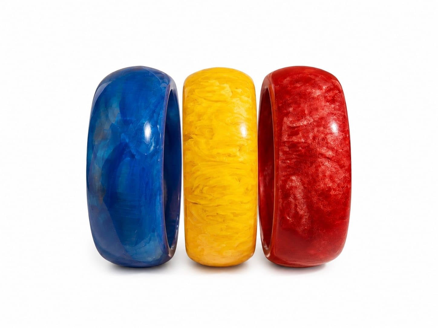 Handcrafted Wide Resin Chunky Bangles Set – Vibrant Marble-Textured Acrylic Kada Bracelets for Women & Girls (Set of 3: Blue, Yellow, Red)-image-45