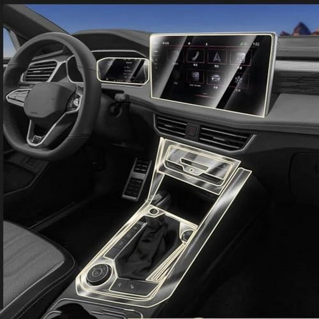Película de TPU para interior de consola central de VW Tiguan 2023