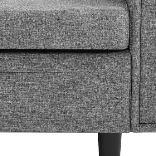 Yaheetech Ecksofa 3-Sitzer Sofa mit Polsterhocker aus Leinenstoff Eckcouch in L-Form Rechts/Links fürs Wohnzimmer/Schlafzimmer/Wohnung, Hellgrau