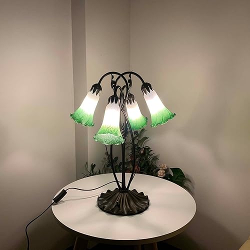 Miniatura 7 de Bieye LS05 Pantalla de cristal soplado con flores de lirio (blanco y verde, diámetro interior de apertura 1.26 pulgadas x diámetro exterior 1.5