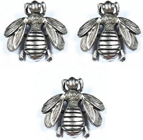Imanes decorativos grandes de abeja, juego de 3, plata antigua disponible en Yaxa Guatemala