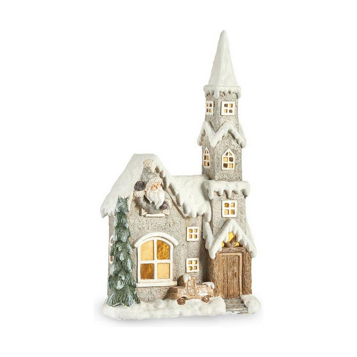 Krist+ Figura Decorativa Música Navidad Luz LED Casa 17 x 66 x 39 cm Gris Marrón Blanco Verde Magnesio