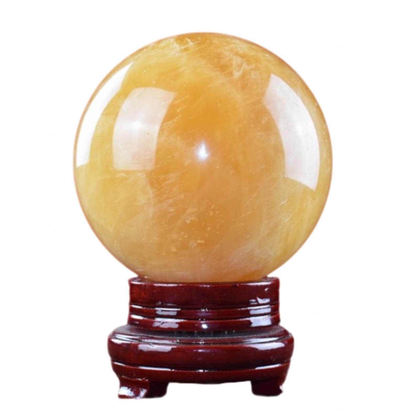 Bola de calcita amarilla y cuarzo para decorar salones modernos y relajantes
