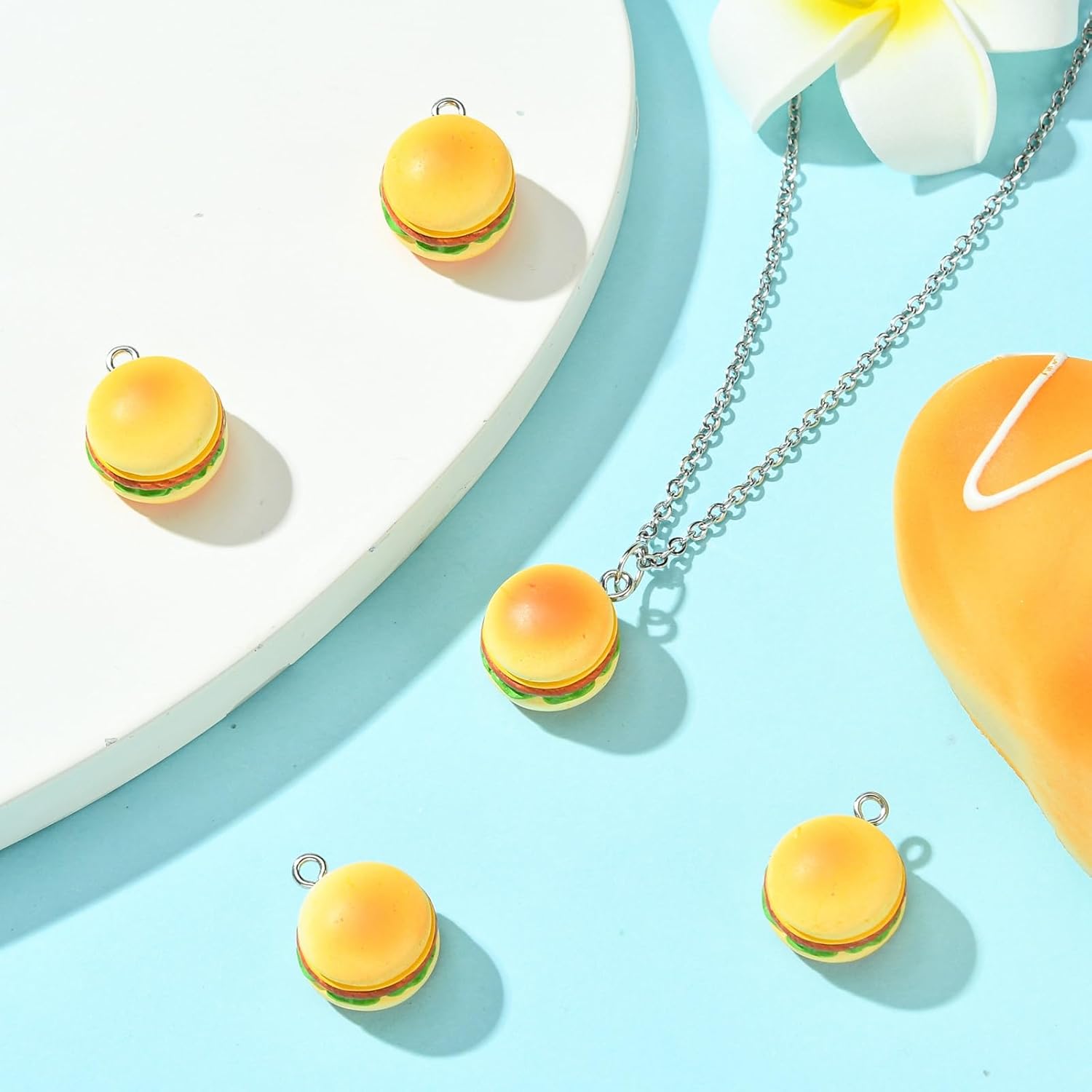 KitBeads 20Pcs Hamburger Charms Imitation 3D Fast Food Charms Cheese Burger Charms for Jewelry Making Bracelets Necklaces Earriings Crafts Bulk - Image 5