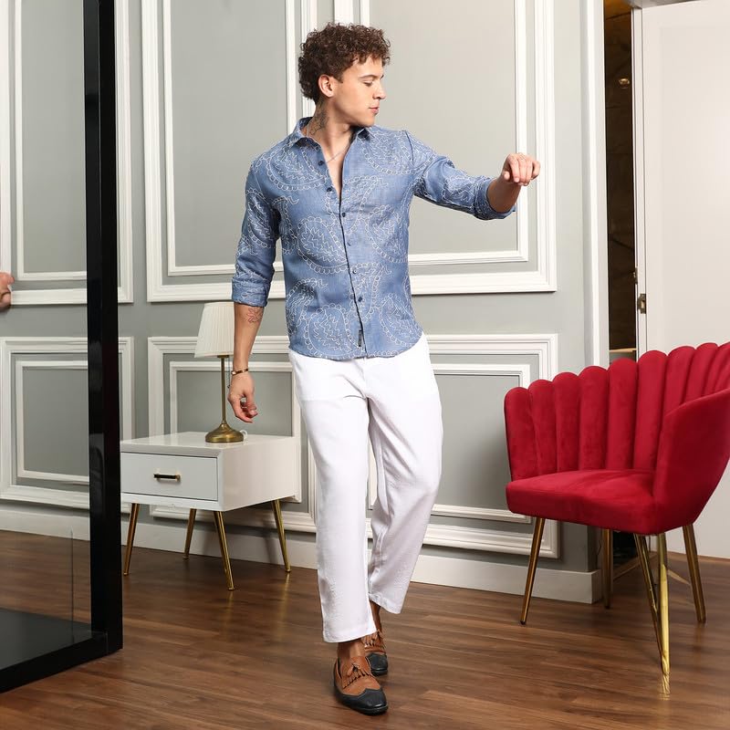 CAHOOT Camicia da uomo tinta unita con pieghe | abbigliamento casual | colletto spalmato | maniche lunghe | chiusura con bottoni | camicia realizzata con vestibilità comoda per l'uso quotidiano