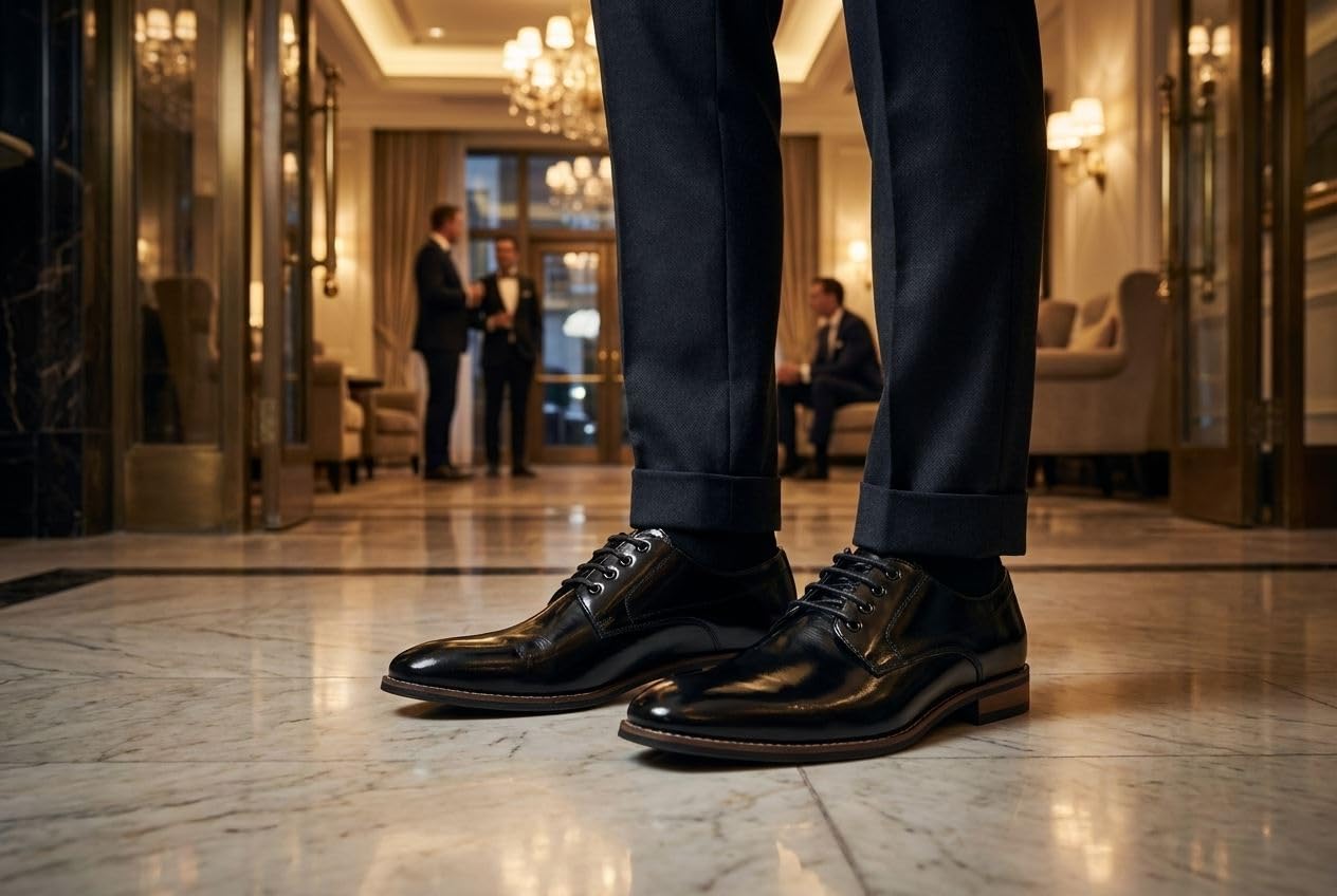Zapatos de vestir clásicos de punta lisa para hombre