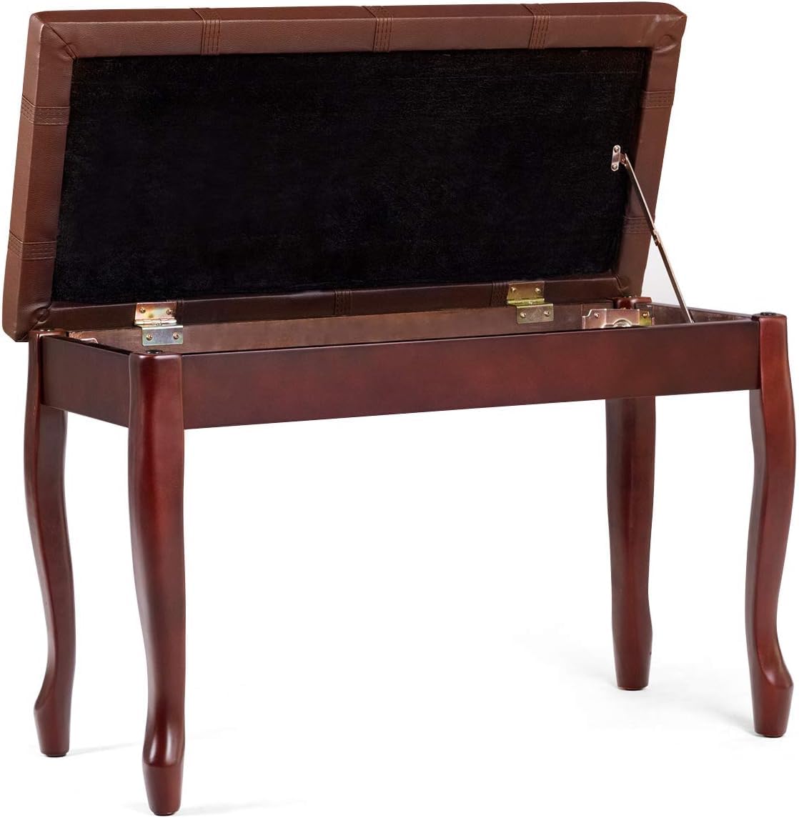 GOPLUS Banco para Piano Doble de Madera con Asiento Acolchado, Taburete de Piano de 2 Plazas con Compartimento de Almacenaje, 75x35x49cm, Carga Máxima 180KG
