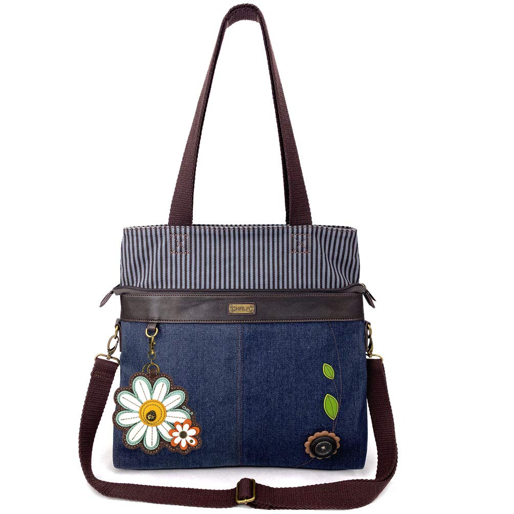 Canvas Convertible Denim Blue Stripe Work Tote