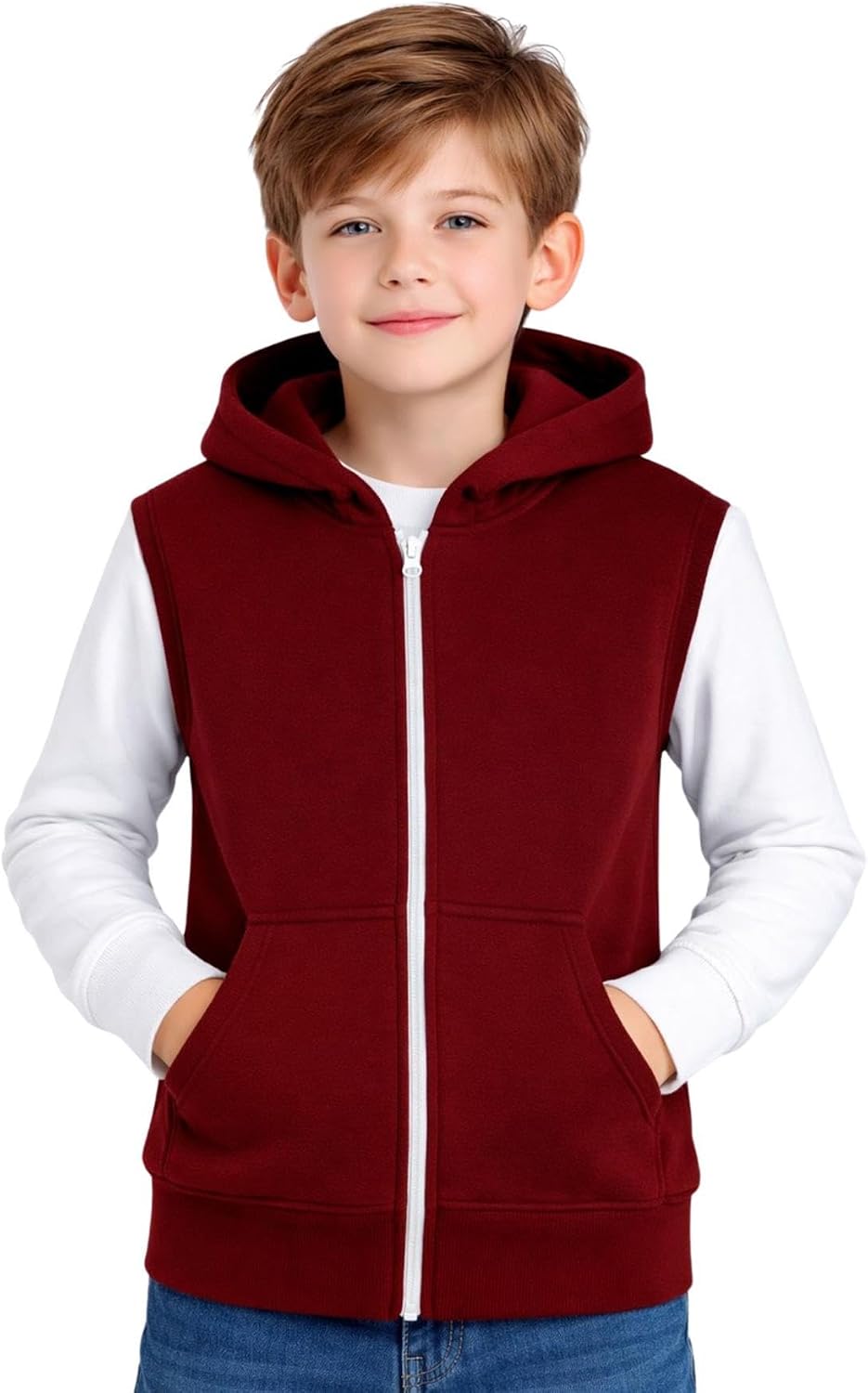 A2Z 4 Kids Hooded Gilet Jacket Fabric No Sleeve Zipper Coat New Casual Fashion Girls Boys Age 5-13 Years