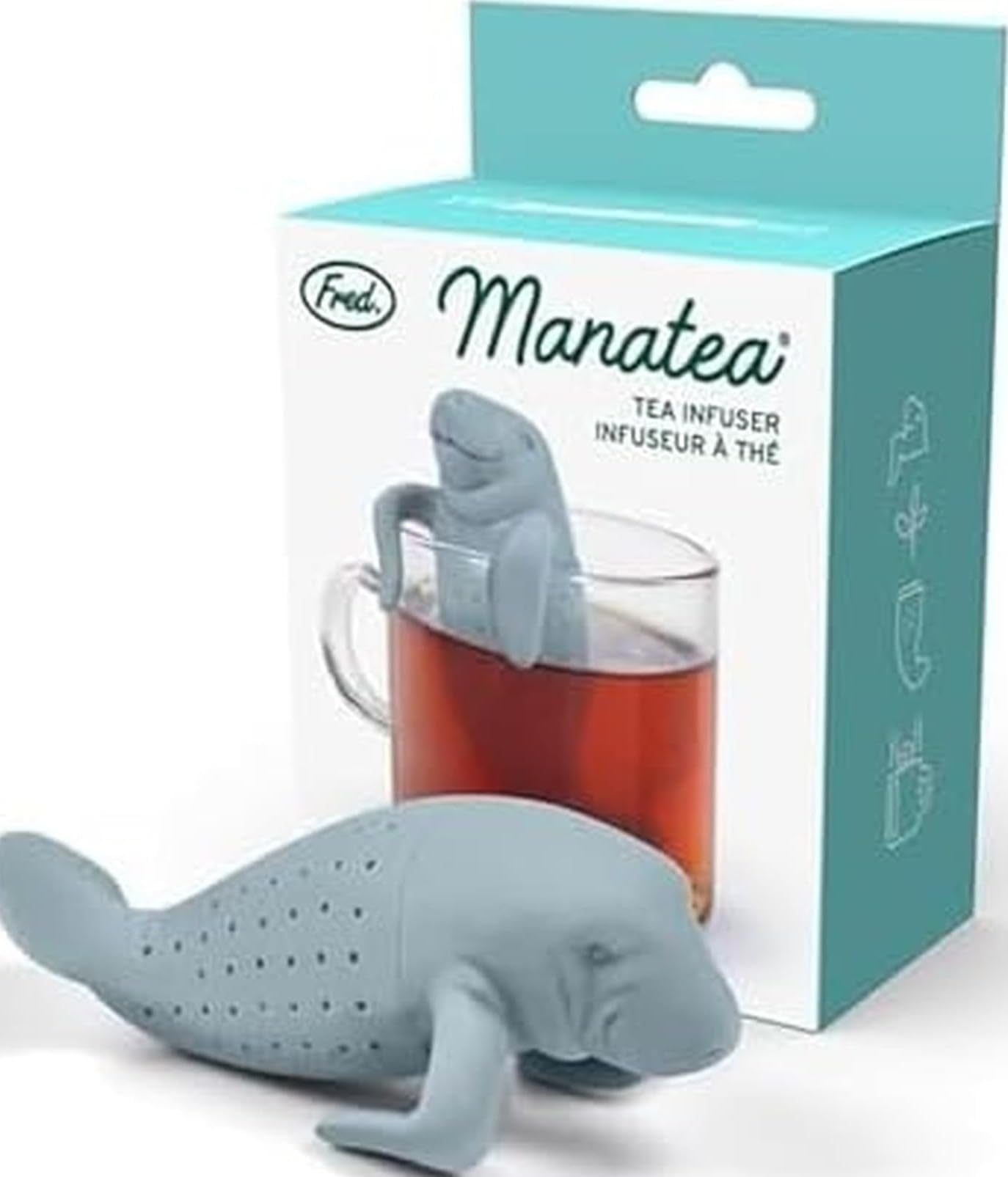 Fred Manatea Tea Infuser - Loose Leaf Steeper - BPA-Free Silicone Animal Shaped Filter for Mugs, Dishwasher & Microwave Safe Tea Accessory, Fits on Cup Rim - Great Gadget Gift & Cute Kitchen Accessory