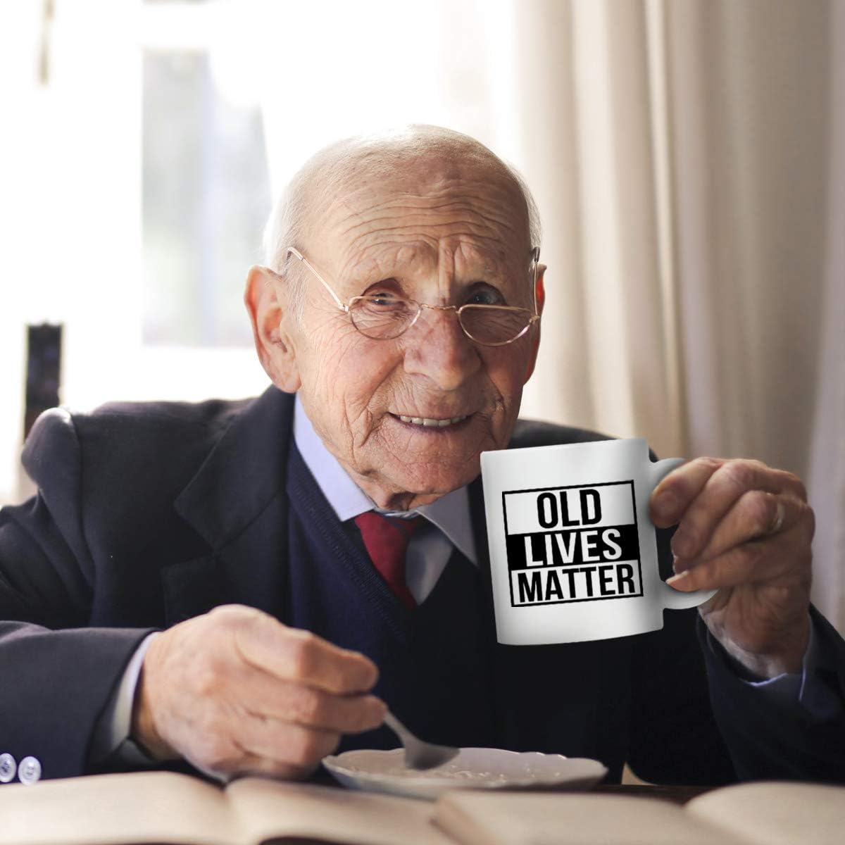 DU VINO Old Lives Matter Coffee Mug 11 oz- Funny Birthday or Retirement Gift for Elderly Senior Citizens- Gag Gift for Mom, Dad, Grandma, Grandpa- Novelty Coffee Mug for Grandparents - Image 5