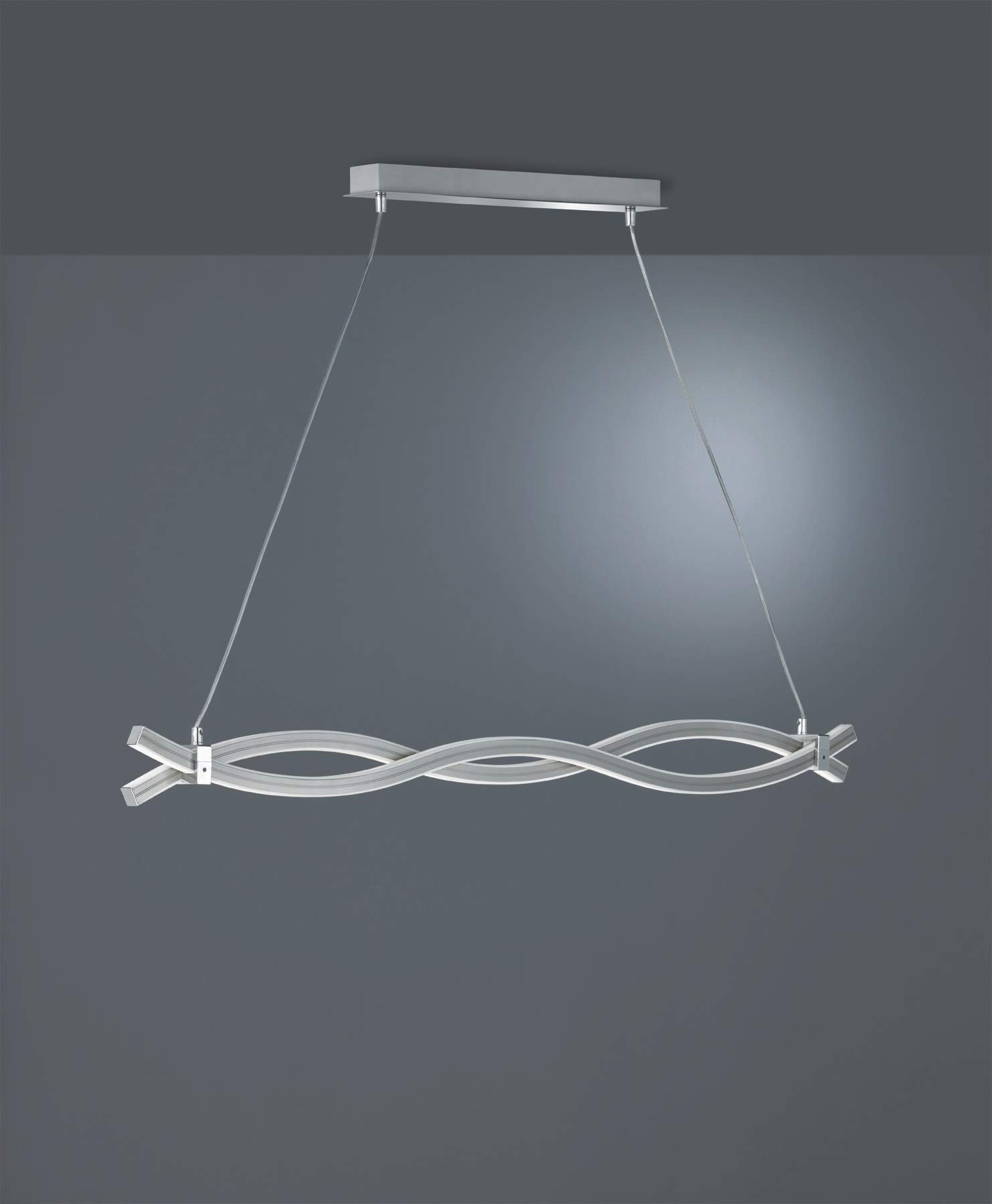 Reality Leuchten LED Pendelleuchte Wave R32352107, Metall, Nickel matt, Acryl weiß, 25 Watt