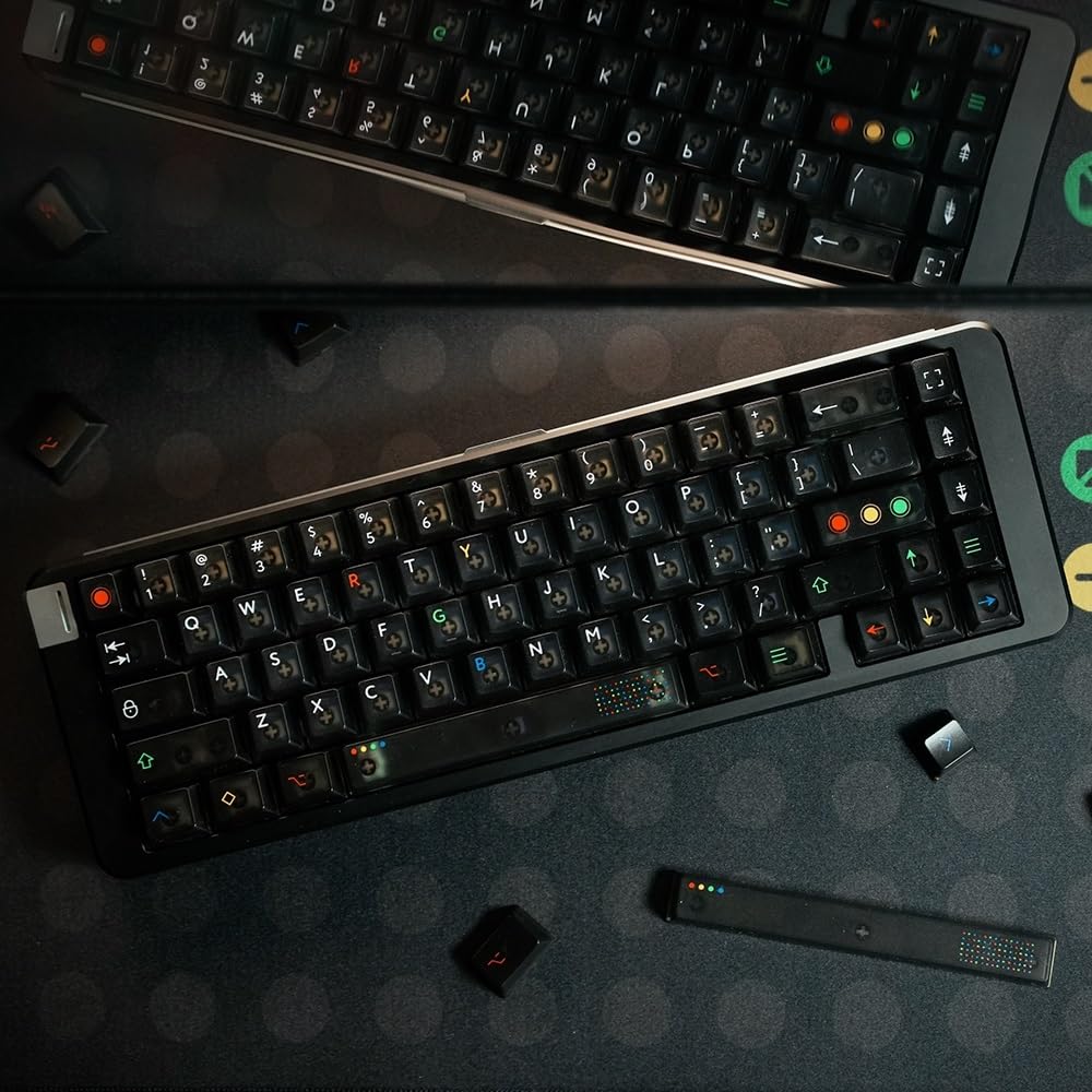 Nakładka klawiszy retro Dark Lights, Cherry Profile PBT do niestandardowej klawiatury mechanicznej (półprzezroczysta)