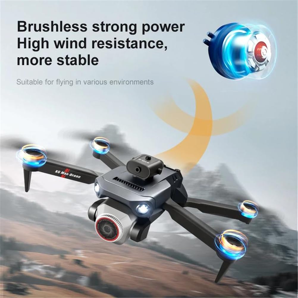 Single battery,nowy dron k6 max z dużą kamerą hd i sterowanie ekranem, optycznym pozycjonowaniem przepływu, quadrocopterem, bezszczotkowym silnikiem, zabawka dla dzieci