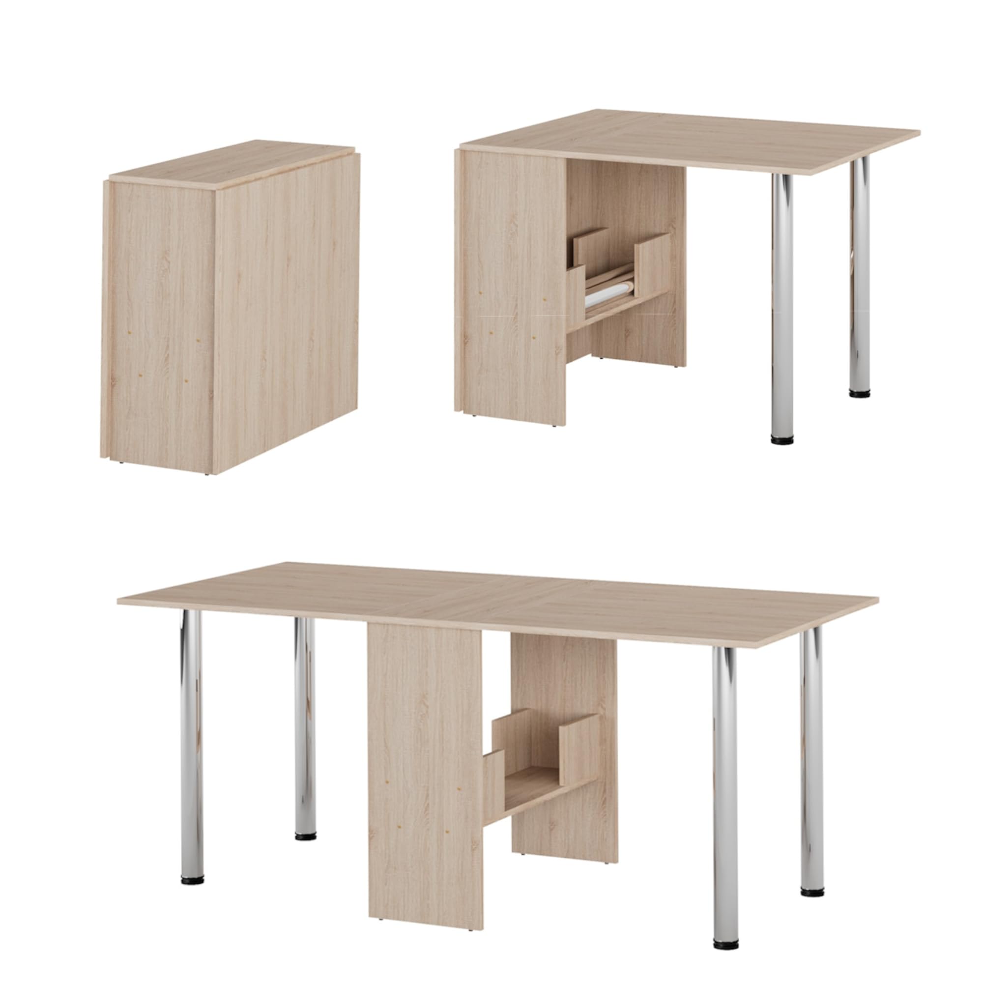 Rodnik Klappbarer Esstisch 174 x 80 x 75 cm – Holzoptik Sonoma Eiche, Metallbeine