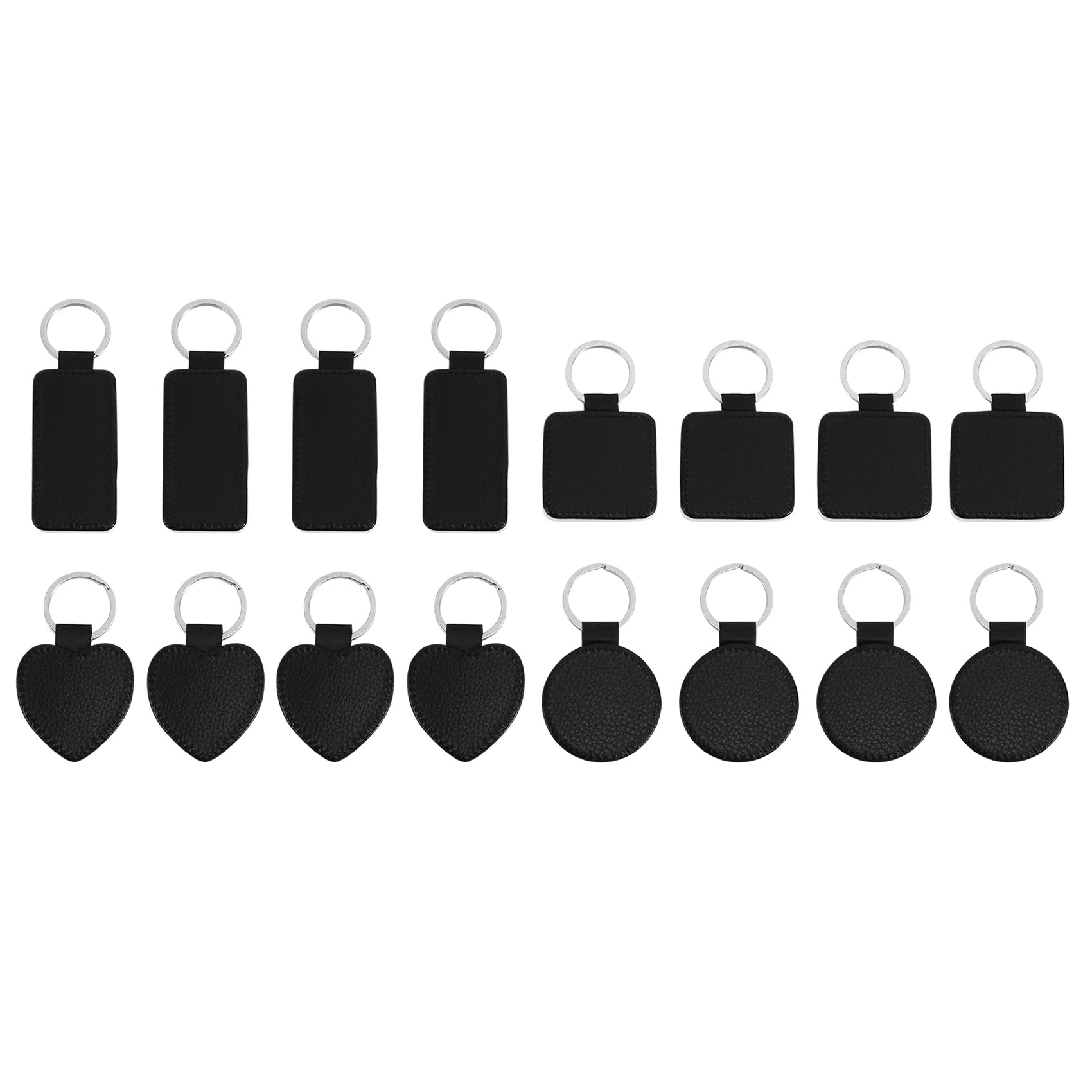 CTRLZS 16 Pieces Sublimation Blanks Keychain PU Leather Keychain Heat Transfer Keychain Keyring Sublimation Keyrings DIY Craft