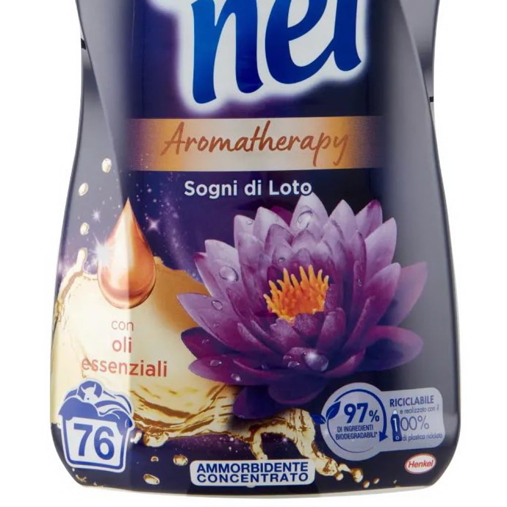 VERNEL Concentrato Aromaterapia Fiori Di Loto, suavizante, lavadora concentrada perfumada, frescura y suavidad intensas, 6 envases XXL de 1,9 litros + polpa italiana gourmet de 400 g