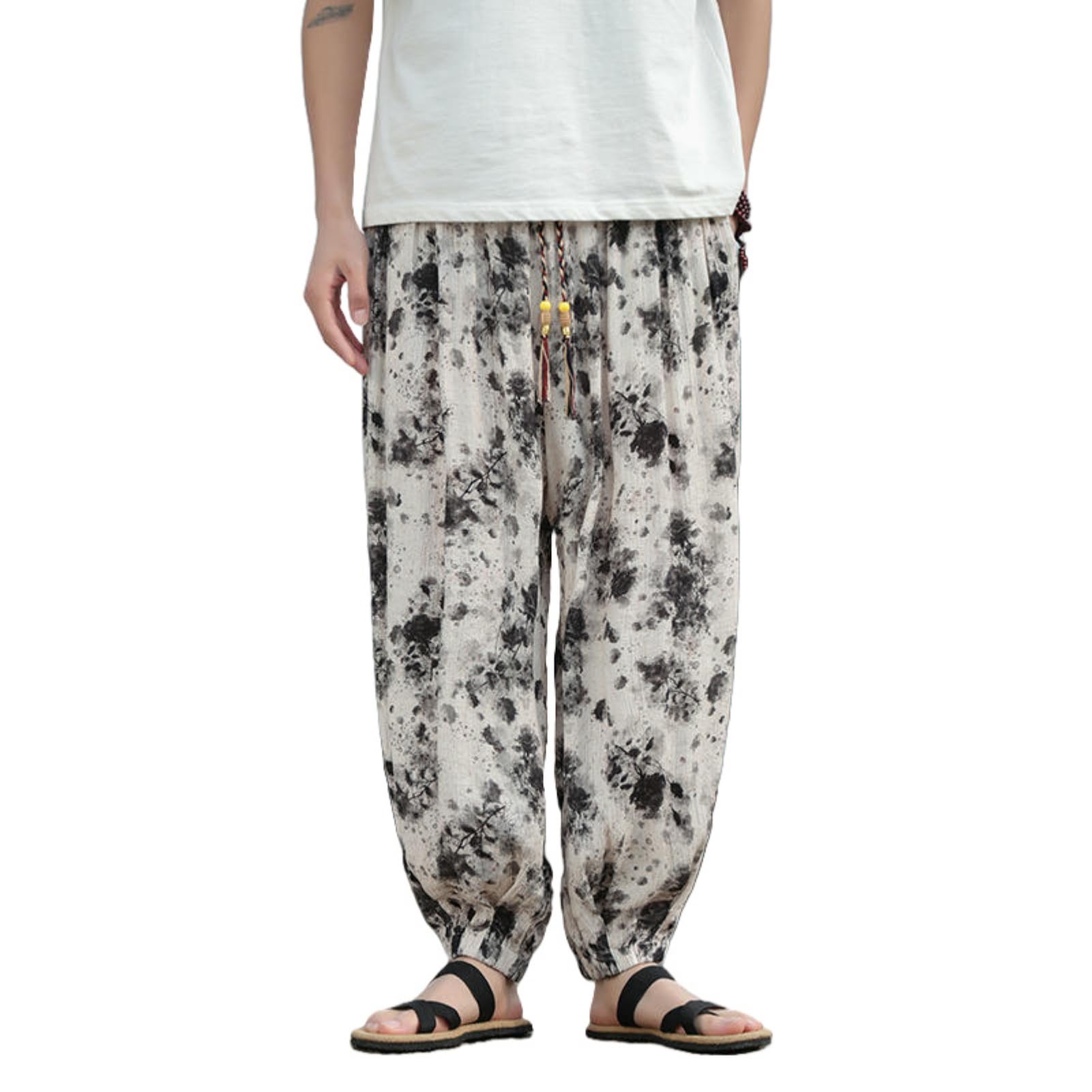 Pantalon décontracté homme esprit zen style chinois ample été