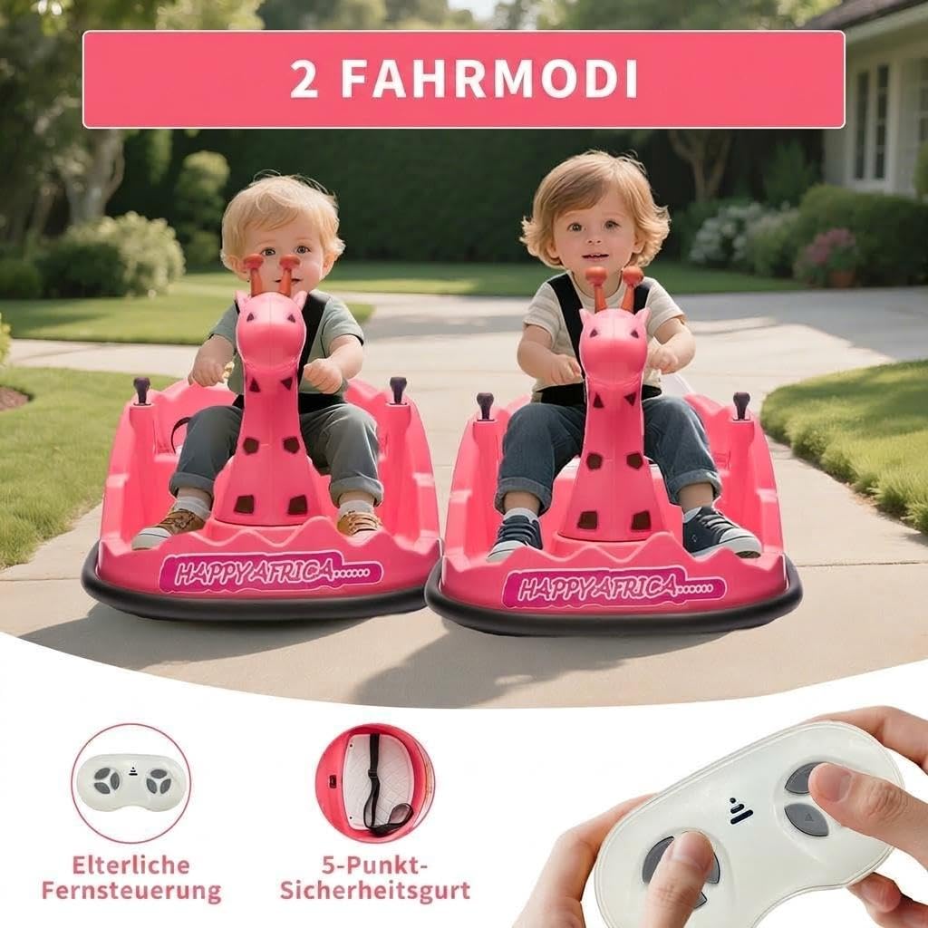 Voiture Tamponneuse Électrique Enfant Rotation 360 Télécommande Voiture Bumper Électrique Enfant 2-5 Ans Lumières LED Musique Claxon6V Jouet Anti-Choc Idéal Cadeau Garçon Fille