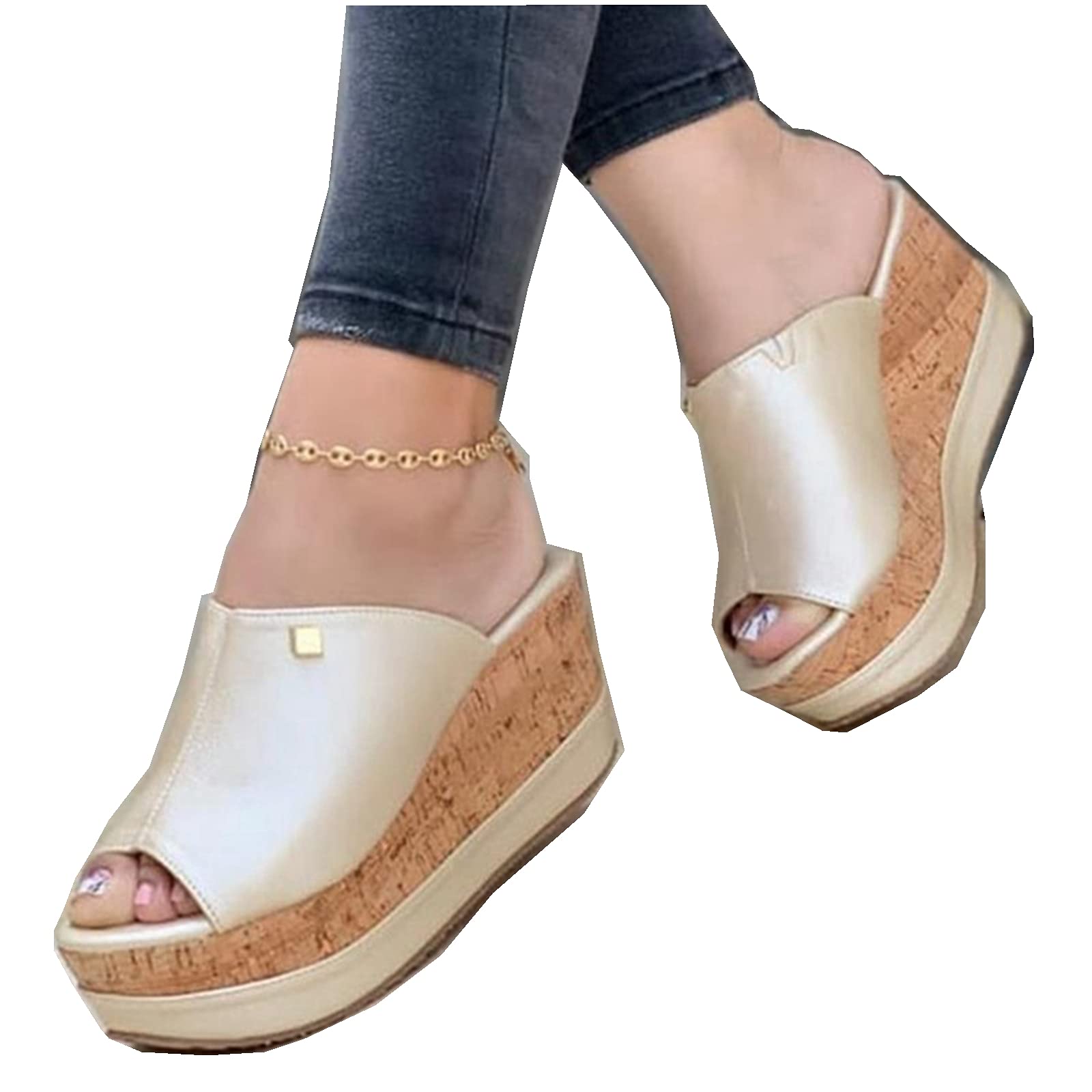 ZBYY Women's Wedge Sandals Open Toe Platform Flip Flops Slingback Fashion Summer Slip On Beach Outdoor Slippers