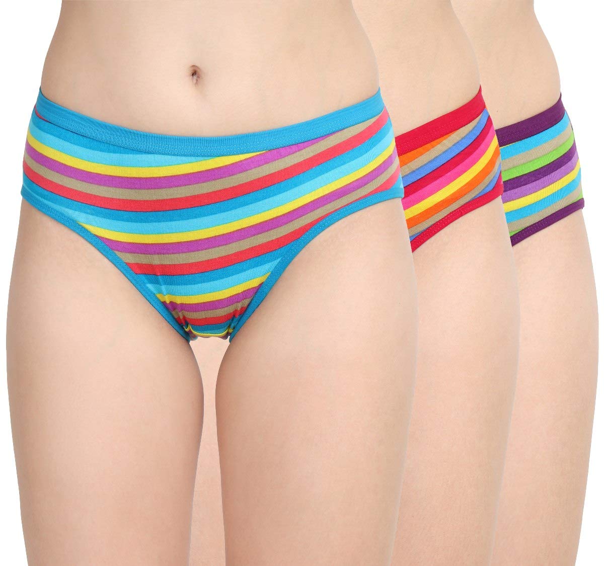 nohunt Printed Women Hipster Panty - 100% Cotton - Pack of 3 - Anti Bacterial, No Marks Waistband, Quick Dry, Full Coverage (Size-S) (Color May Vary) Multicolour-picture-38
