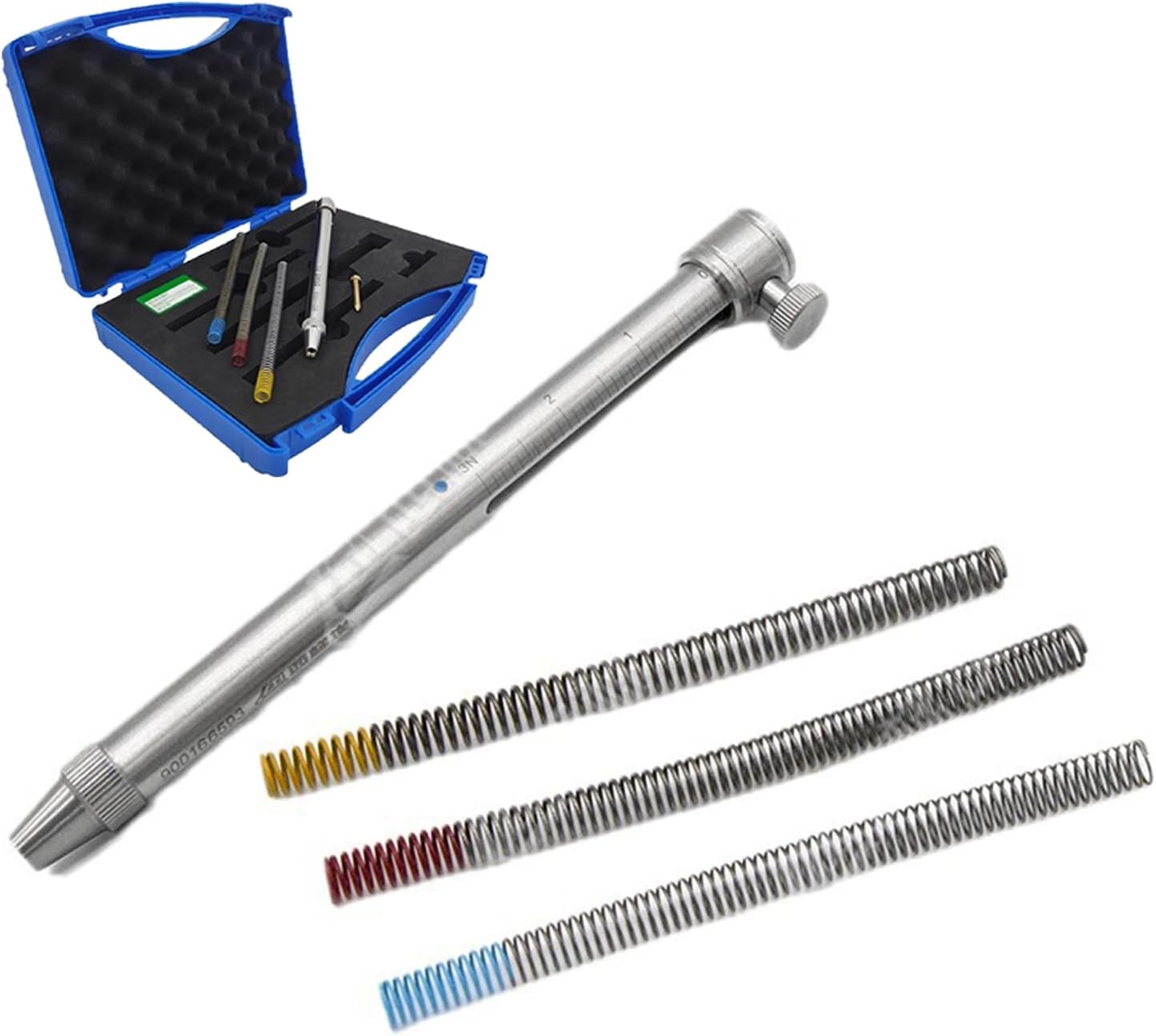 Newton Hardness Test Pen, Surfaces Scratch Test Pen, with 3 Ranges - Blue Mark 0-3N/red Mark 0-10N/yellow Mark 0-20N, 3 Probes To Choose From, for Coatings Plastics Wood Metal Materials ( 0.5mm)