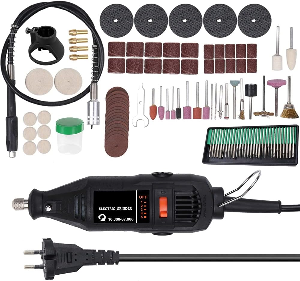 Walmeck Electric Grinding Tool,180W Handheld Electric Grinding Tool Set Mini Portable Rotary Drill Grinder Versatile Cutting Polishing Sanding Machine Bits Engrave Tools Kit with Accessories DIY Kits