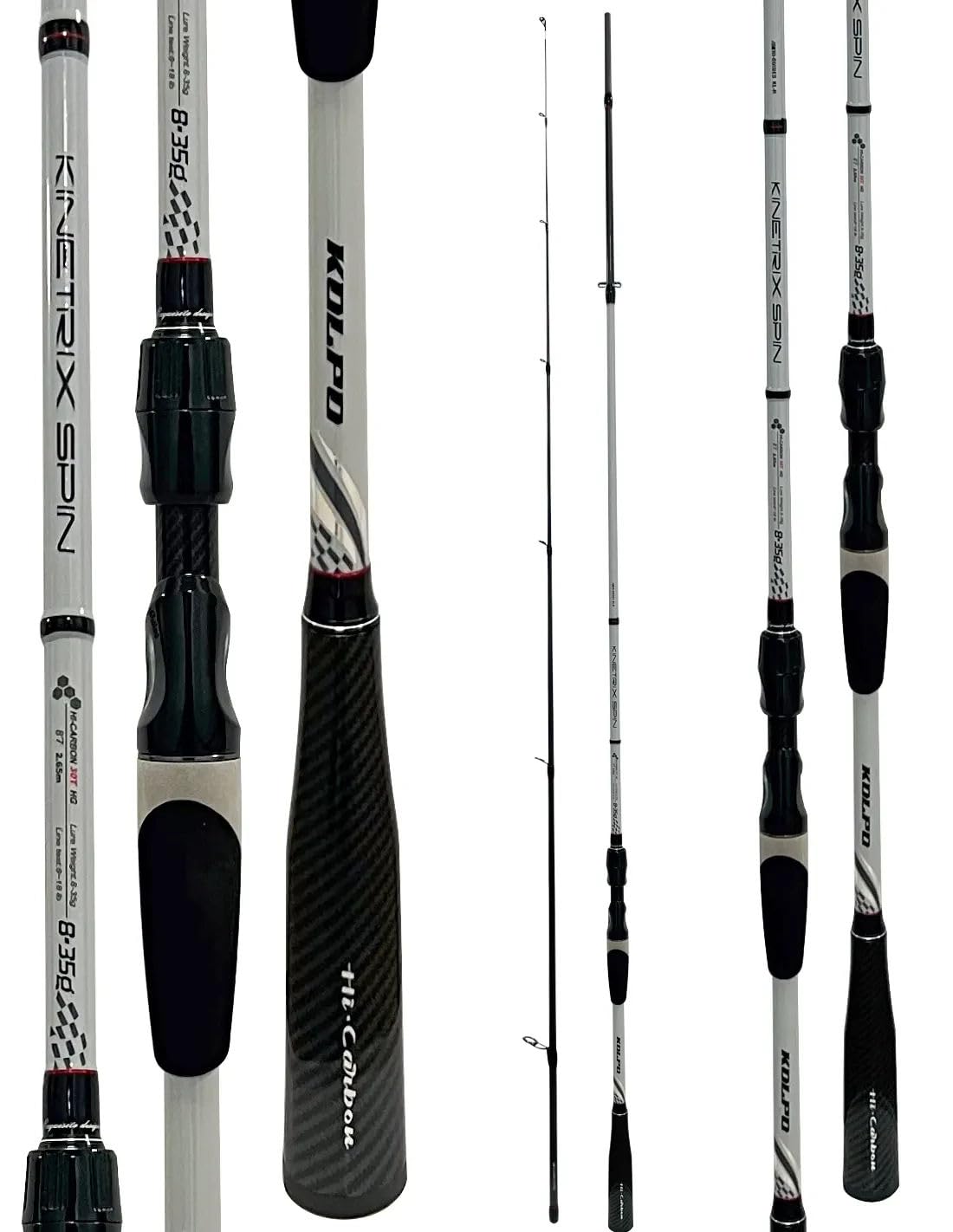 Kolpo Kinetrix Spin Canna da Pesca Spinning in Carbonio Alto Modulo, 2 Pezzi