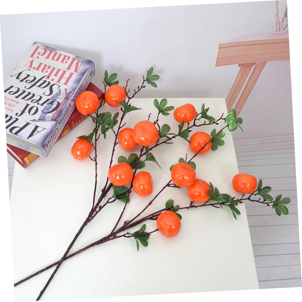 Cabilock Artificial Orange Branch Table Decor Lifelike Faux Fruit Plant for Home Office and Party Decorations for Christmas Thanksgiving and Wedding Centerpieces