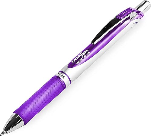 Miniatura 3 de Pentel EnerGel XM BL77 - Bolígrafo retráctil de tinta de gel líquido, 0.028 in, 54% reciclado, tinta violeta, paquete de 6