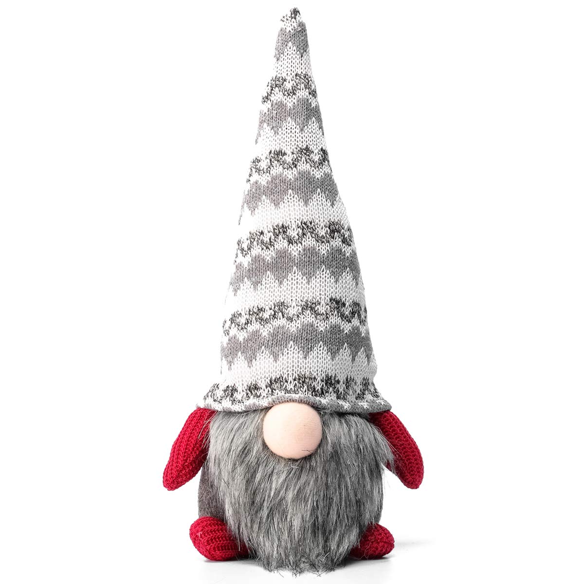 Funoasis Christmas Gnome Gifts Holiday Decoration Birthday Present Handmade Tomte Plush Doll, Home Ornaments Tabletop Santa Figurines 14 Inches (Grey)